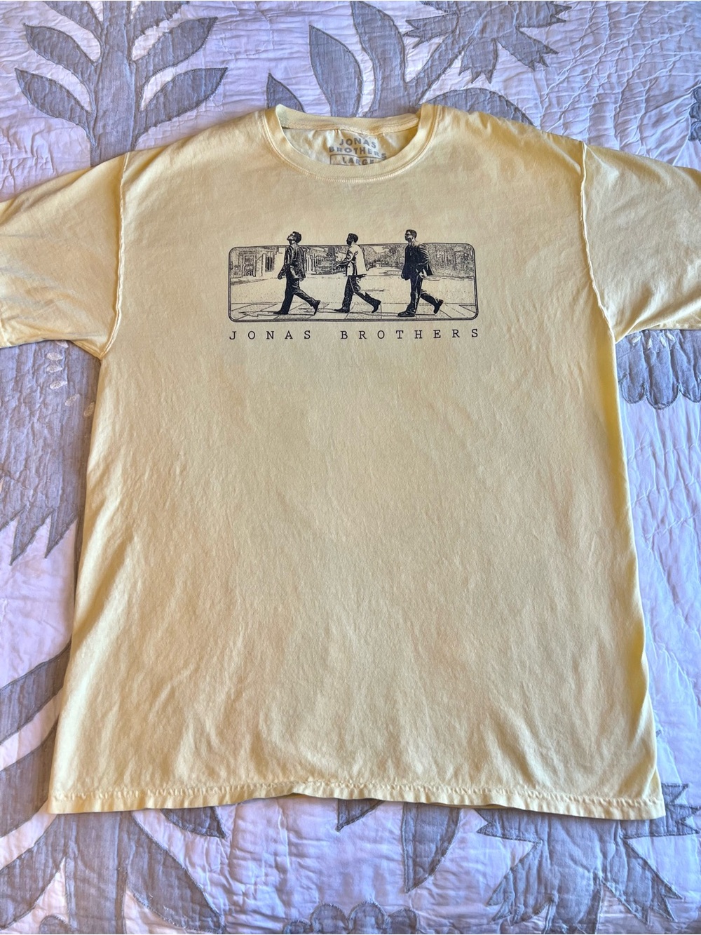 Authentic Jonas Brothers Greetings From Your Hometown 2025 Yellow Tour Tee Large